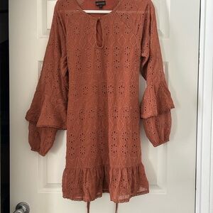 Shyanne Terracotta Lace Long Sleeve Dress